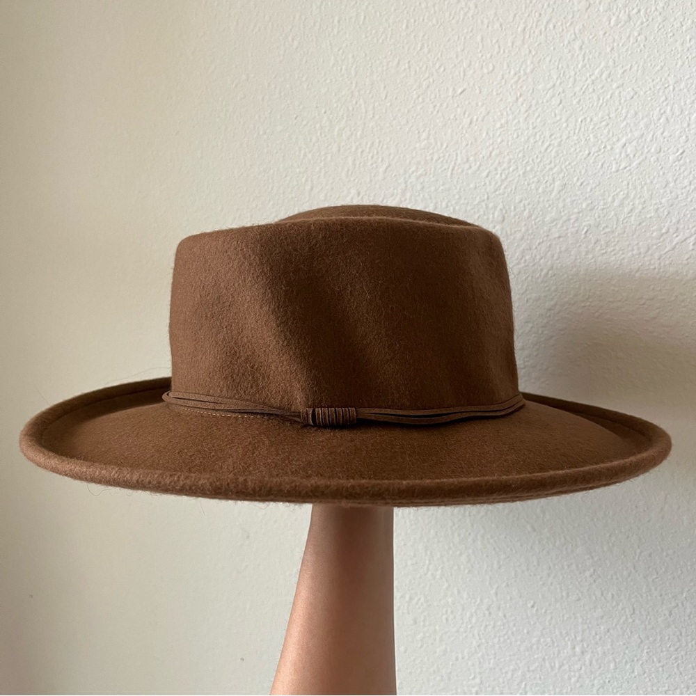 Free People Boho Brown Fedora Wide Brim Wool Hat - Picture 4 of 4